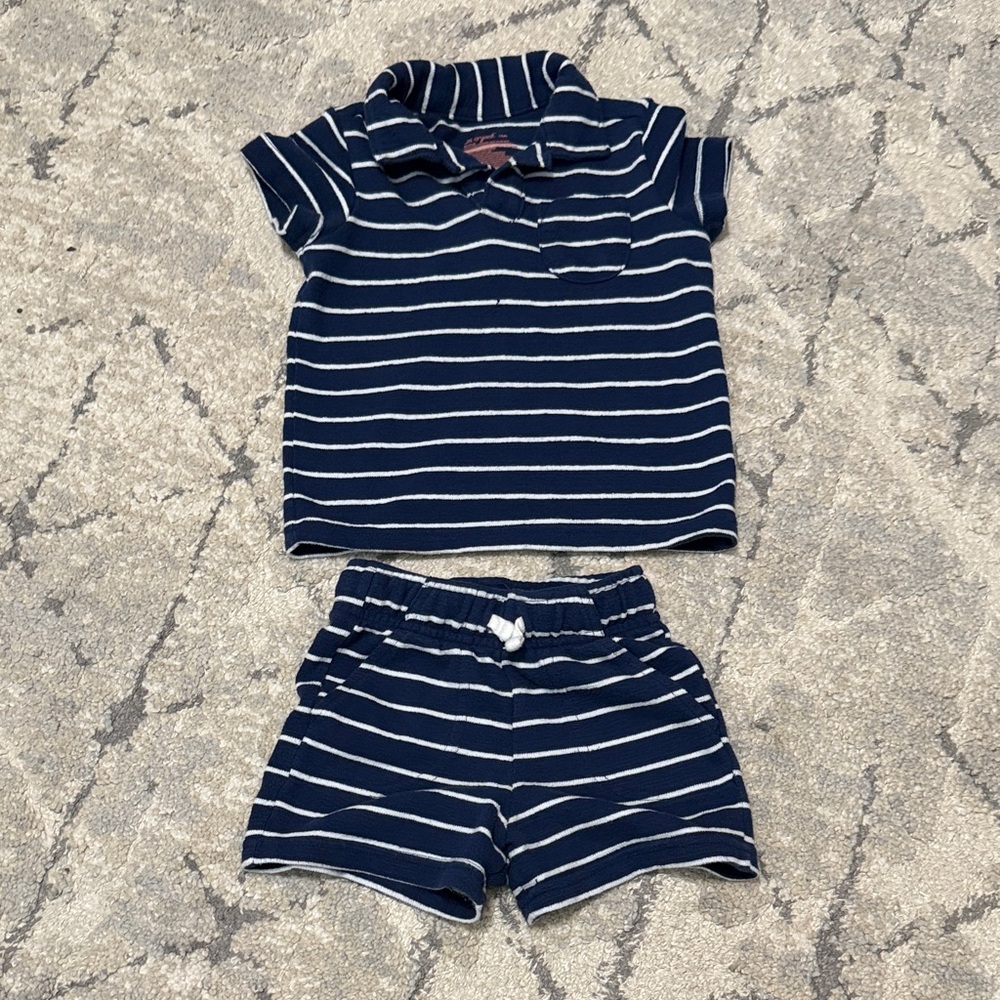 Cat & Jack Navy and White Striped Outfit